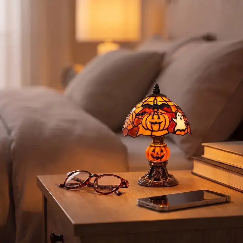 Retro Pumpkin Bat Pattern Single Desk Lamp