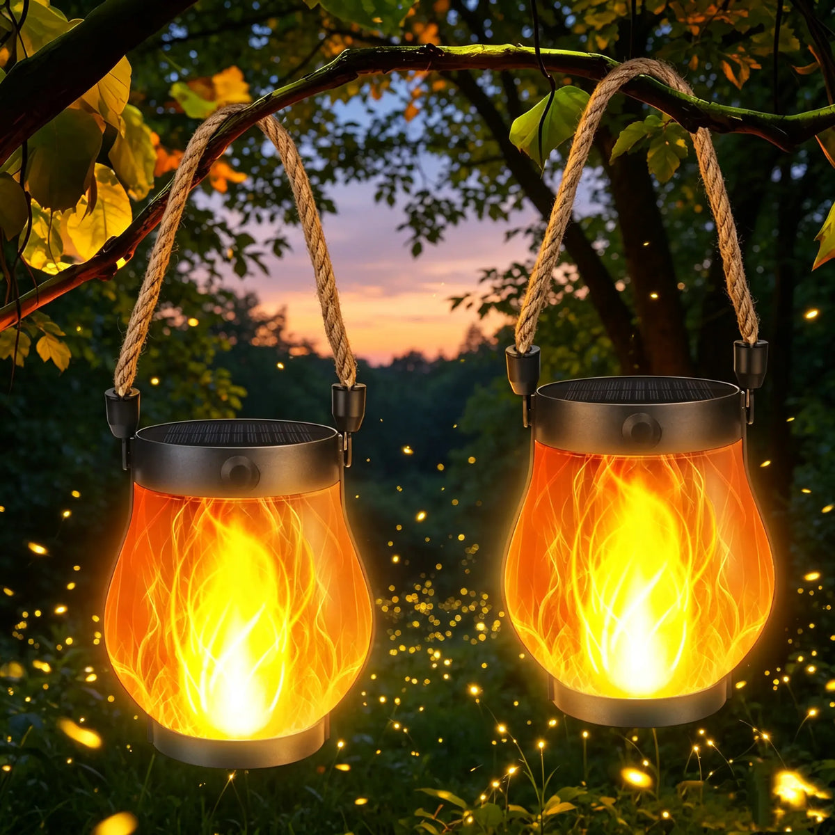 2-Pack – Solar Flickering Flame Lanterns