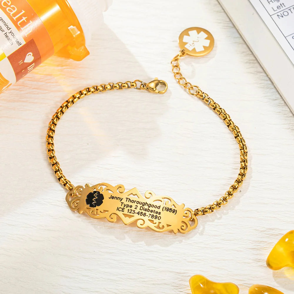 Personalized adjustable  ID bracelet with engraved text