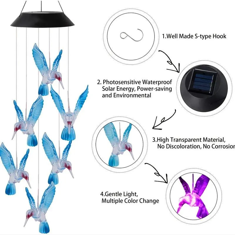 🦋 Enhance Your Garden - ✨Creative Bird Design Solar Wind Chimes