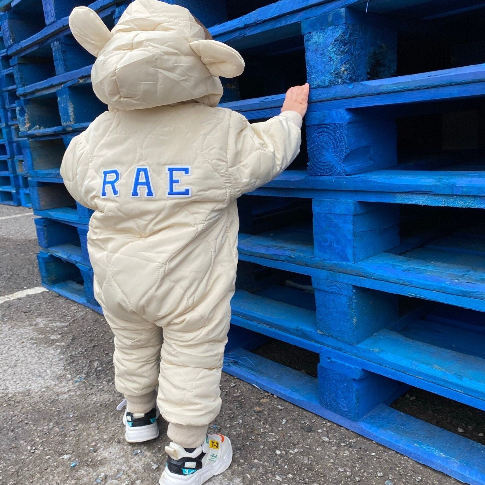 Personalized Hand Patch Kids Lightweight Puffer Romper