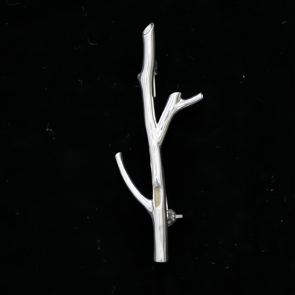 Silver Wearable Branch Flower Vase Brooch
