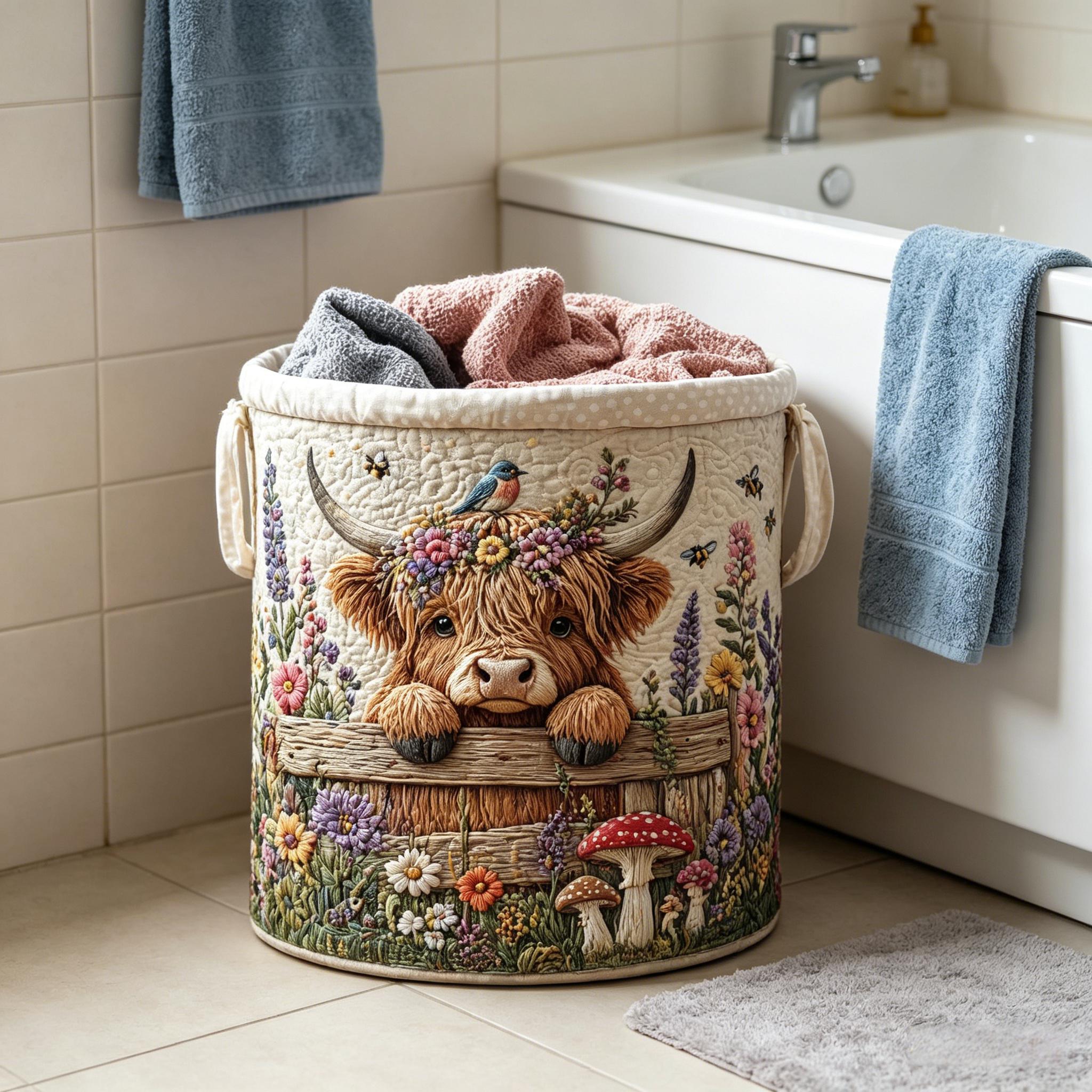 Highland Cow Garden Charm Storage Basket