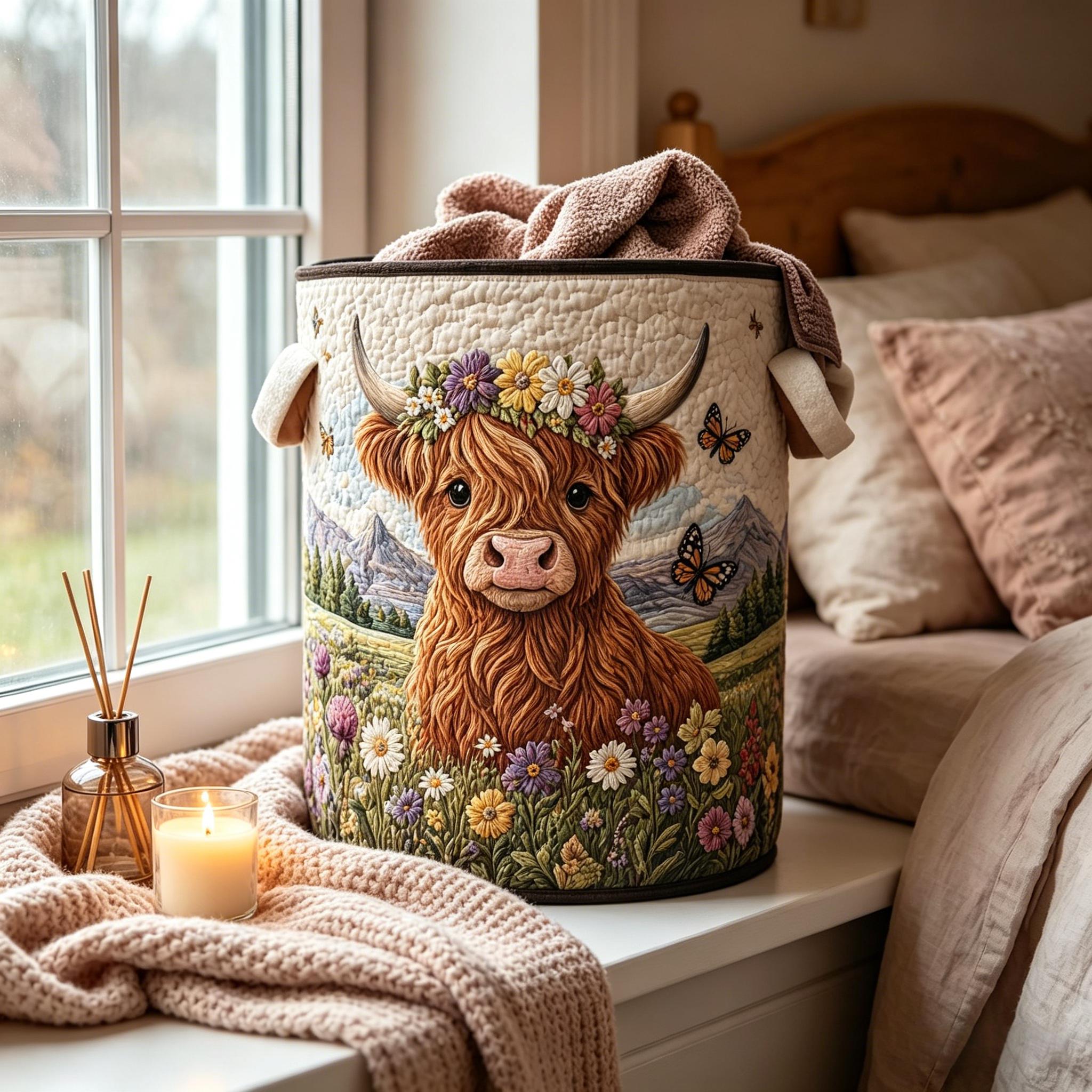 Highland Cow Garden Charm Storage Basket