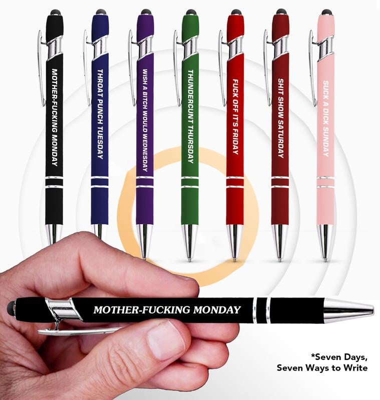 Lot de 7 stylos bille en métal avec citations amusantes anti-stress (7 pièces)