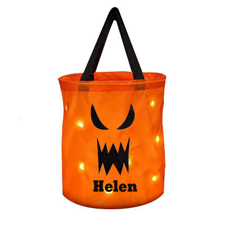 Personalized Halloween LED Light Pumpkin Bucket