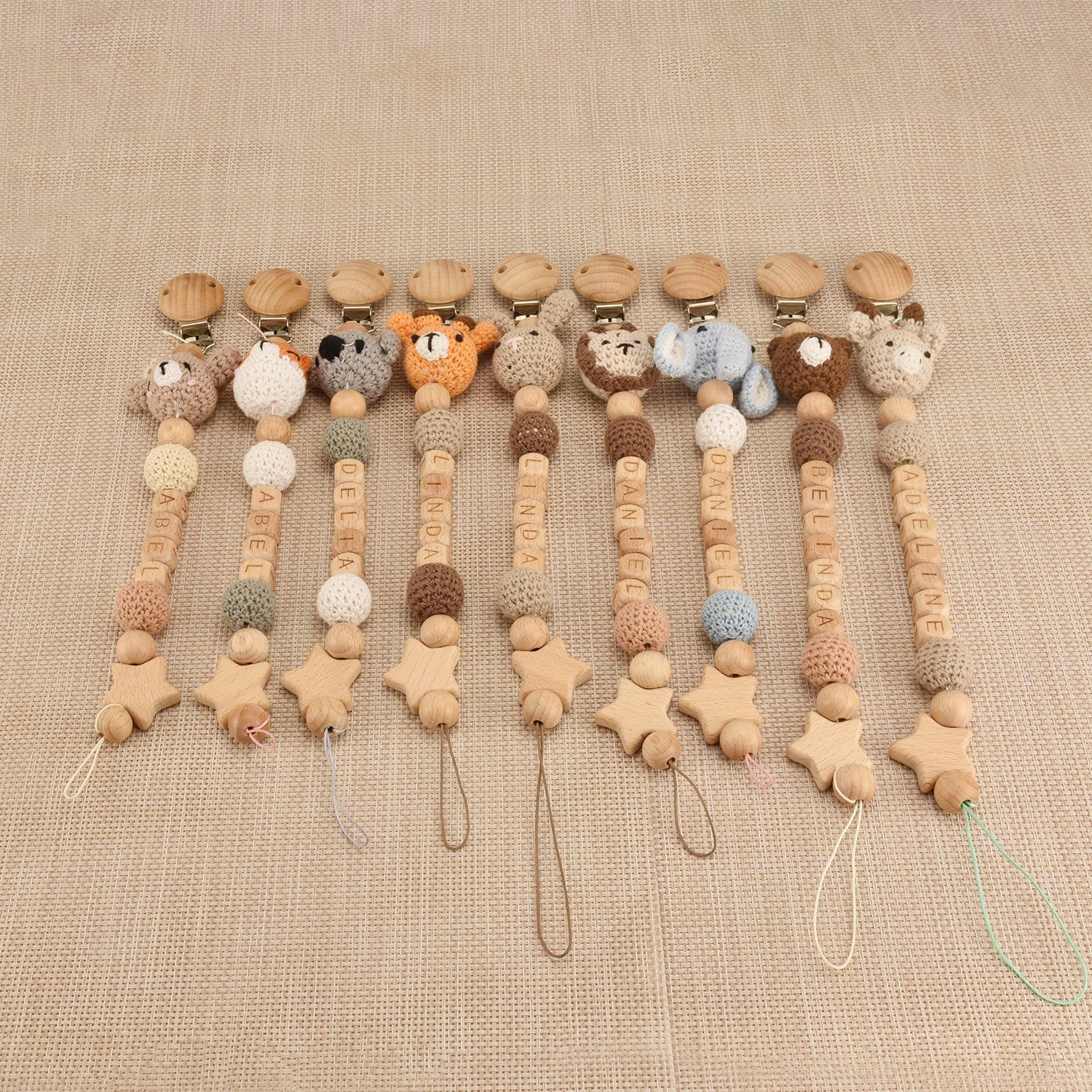 Personalized Baby Pacifier Crocheted Animal Clip