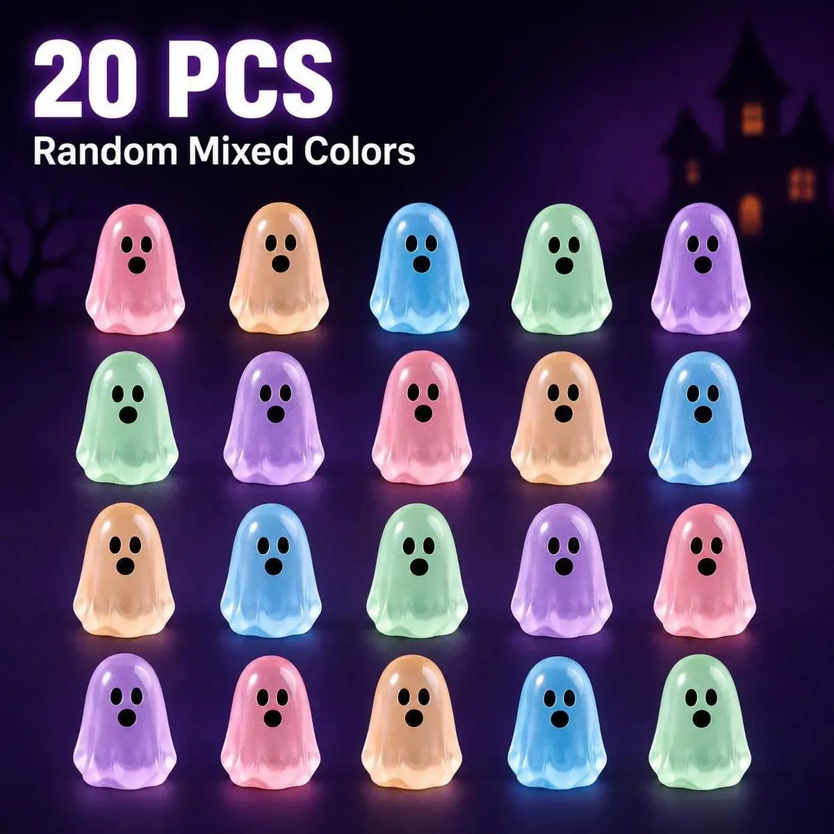Glow-in-the-Dark Cute Ghost Resin Bead Set