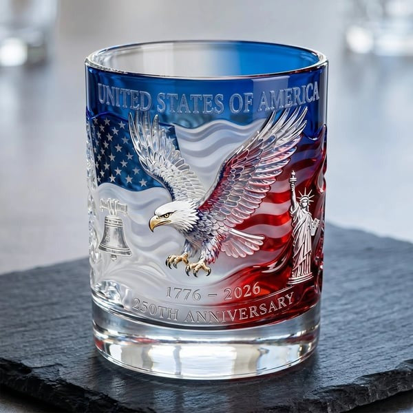 USA 250th Anniversary Whiskey Glass