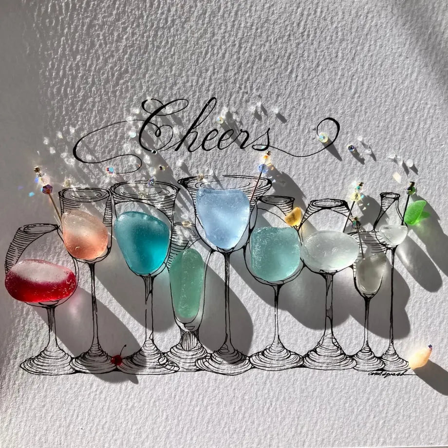 Cocktail Party Sea Glass Art