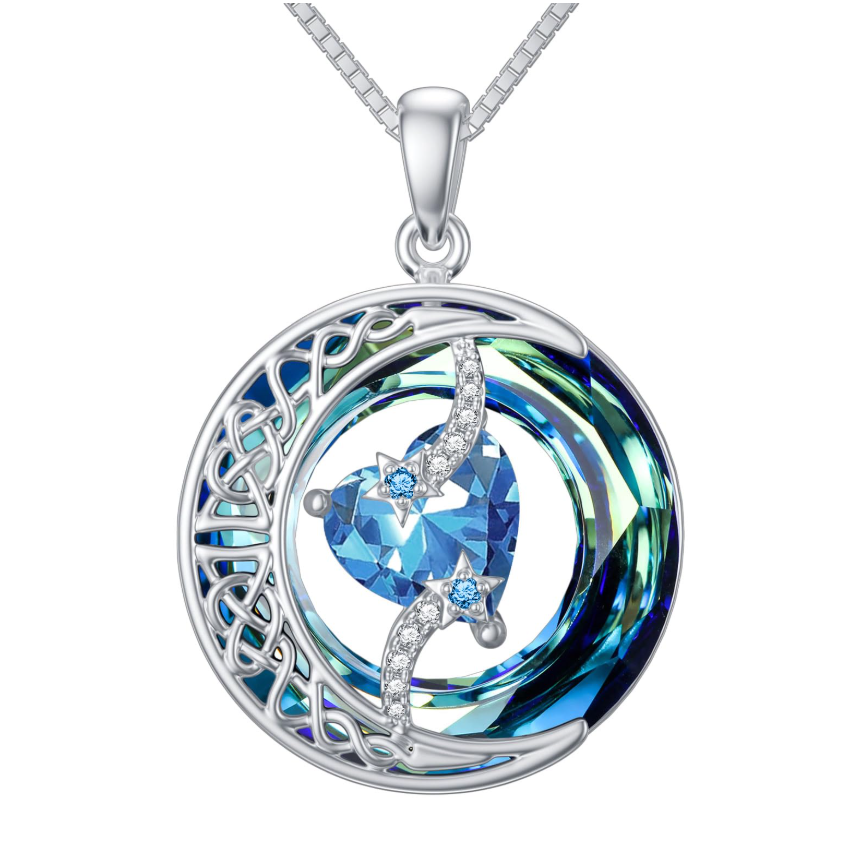 Collier Pierre de Naissance Pendentif Lune et Étoile Bijoux Lune