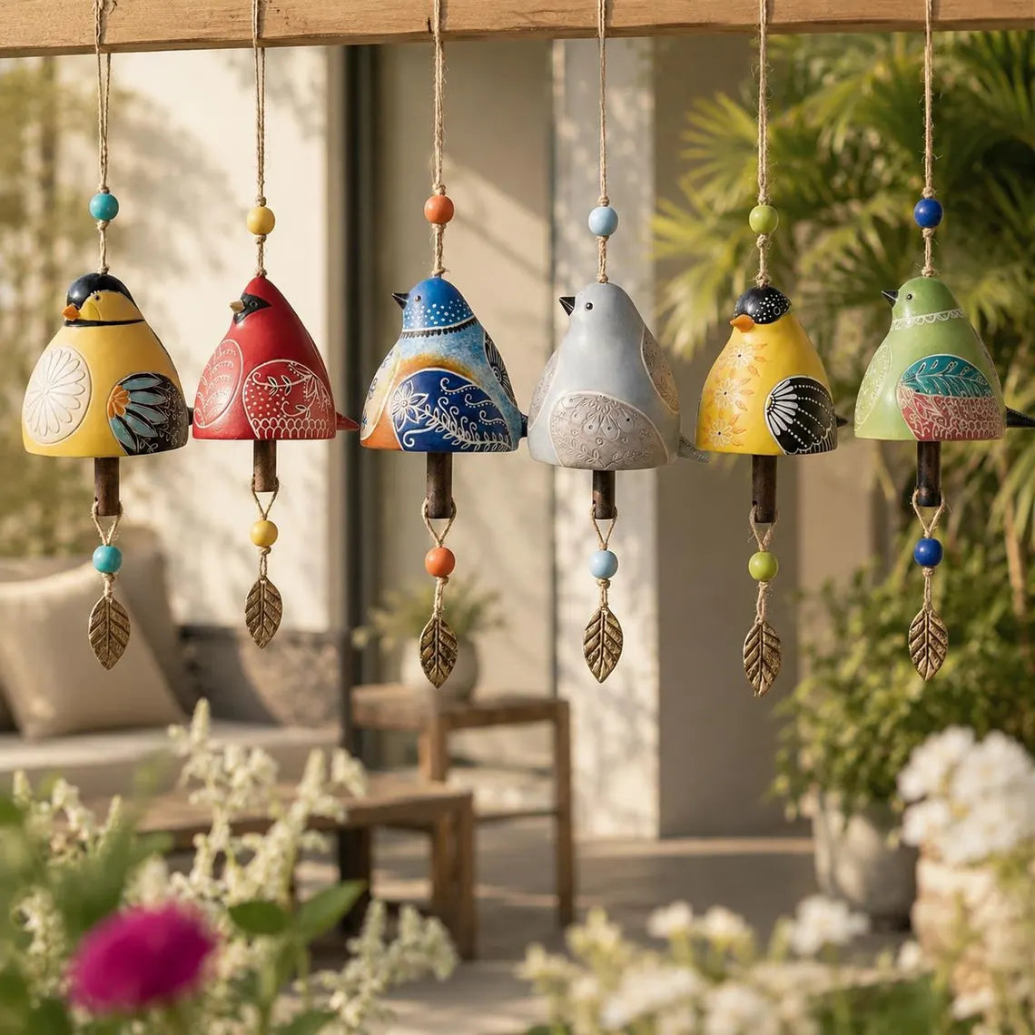 Hand-Painted  Bird wind Chimes