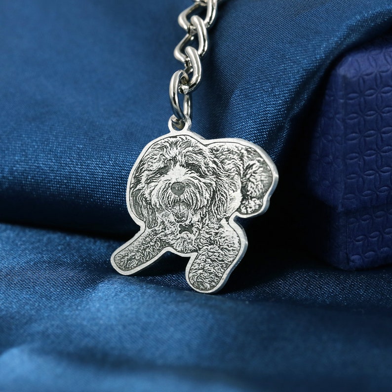 Silver Pet Portrait Keychain