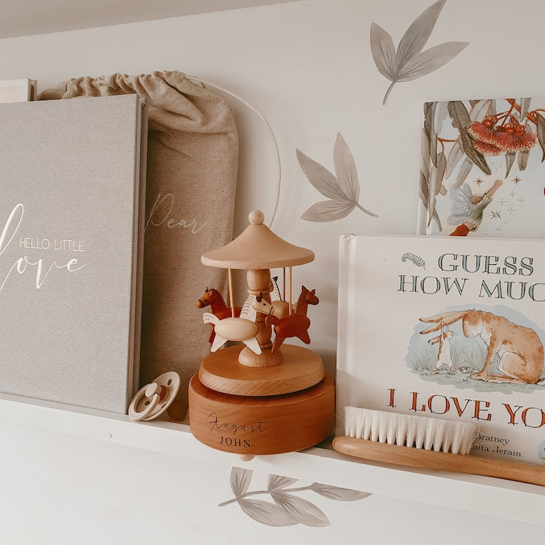 Personalised  Baby Gift Musical Carousel Wooden - Musical Carousel - Baby Keepsake - Custom Heirloom Music Box - Newborn Gift