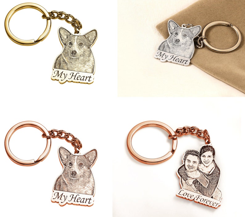 Silver Pet Portrait Keychain