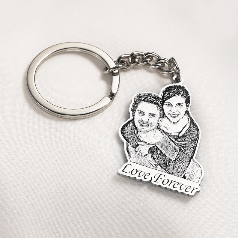 Silver Pet Portrait Keychain