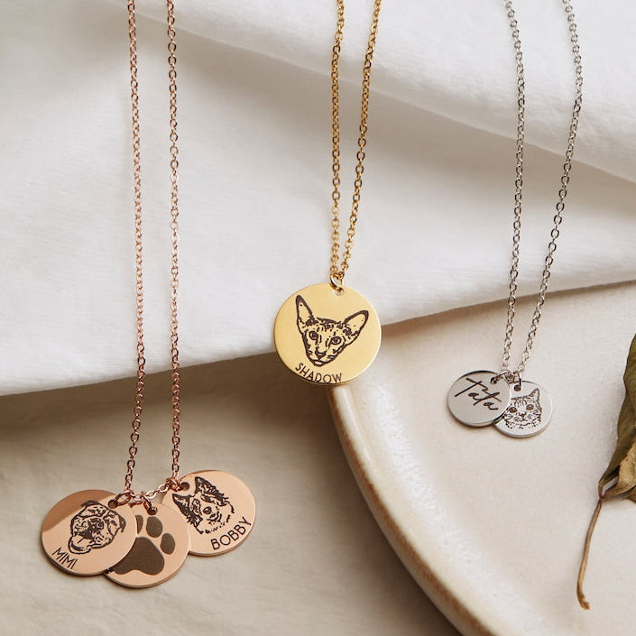 Custom Pet Portrait Necklace Pet Memorial Jewelry Gift for Lover