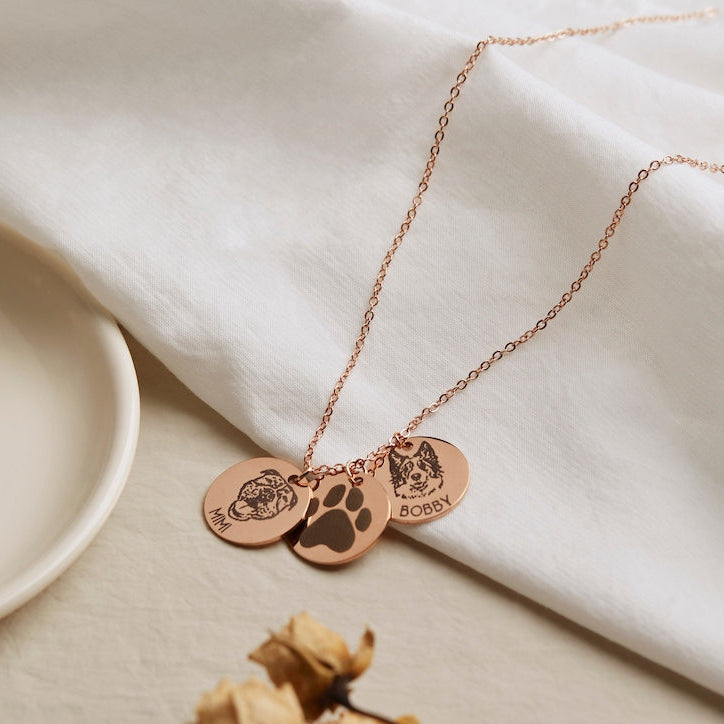 Custom Pet Portrait Necklace Pet Memorial Jewelry Gift for Lover