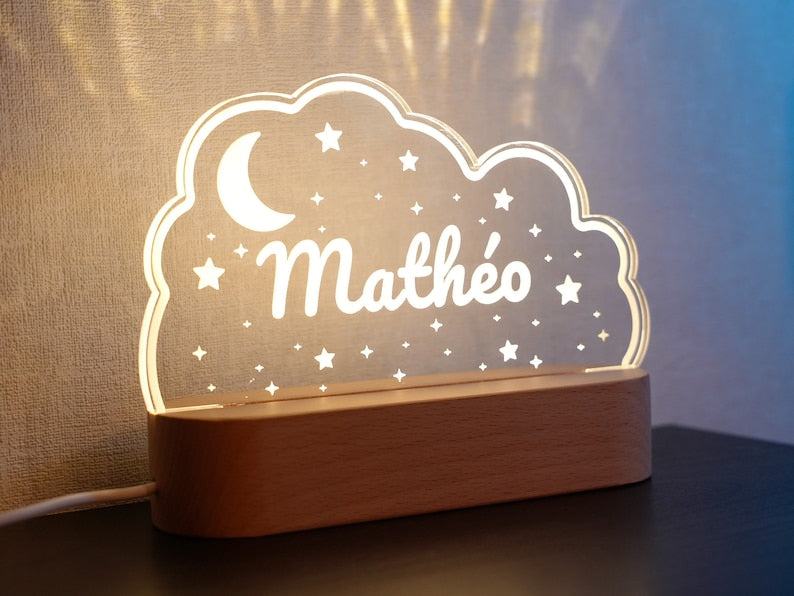 Personalized baby night baptism Bedside lamp