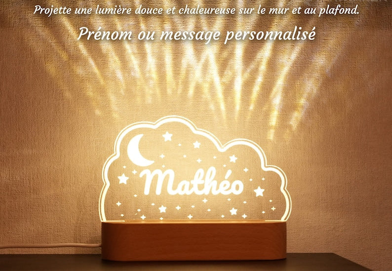 Personalized baby night baptism Bedside lamp
