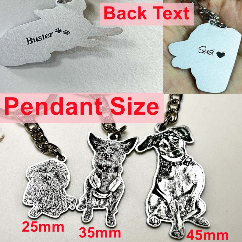 Silver Pet Portrait Keychain