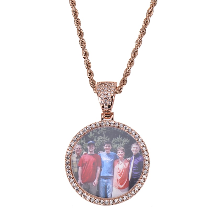 Personalized Diamond Studded Angel Wings Photo Necklace