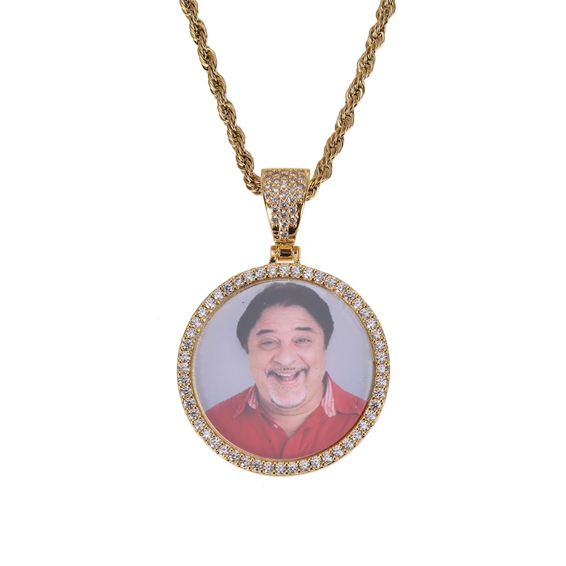 Personalized Diamond Studded Angel Wings Photo Necklace
