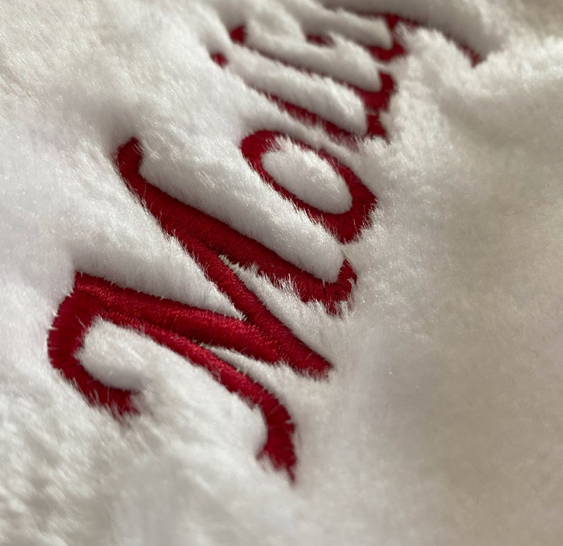 Embroidered Burgundy Plush Stocking