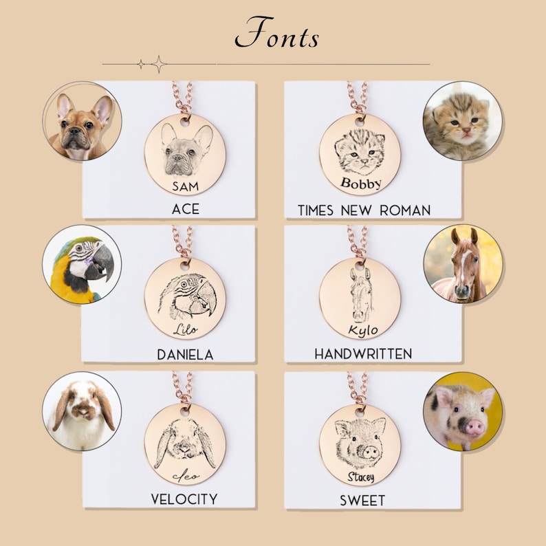 Custom Pet Portrait Necklace Pet Memorial Jewelry Gift for Lover
