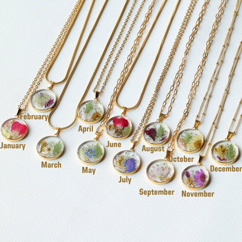 Custom Birth Month Flower Necklace