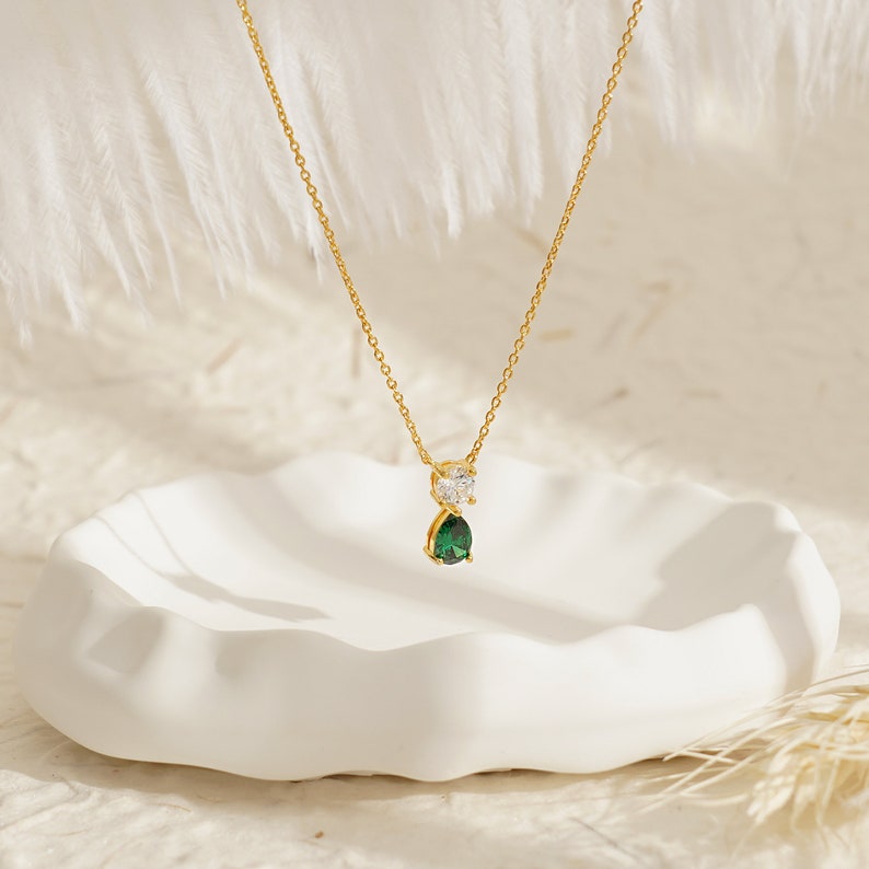 Two Birthstone Pendant Necklace