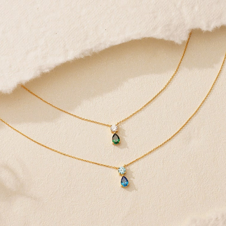 Two Birthstone Pendant Necklace