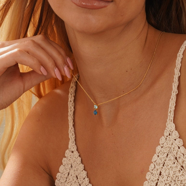 Two Birthstone Pendant Necklace