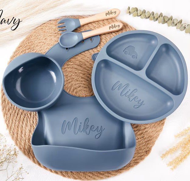 Personalised Baby Silicone Cutlery Set