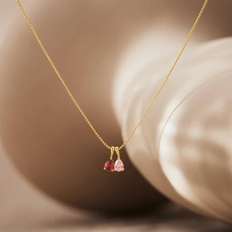 Custom Birthstone Necklace, 14K Gold Diamond Necklace