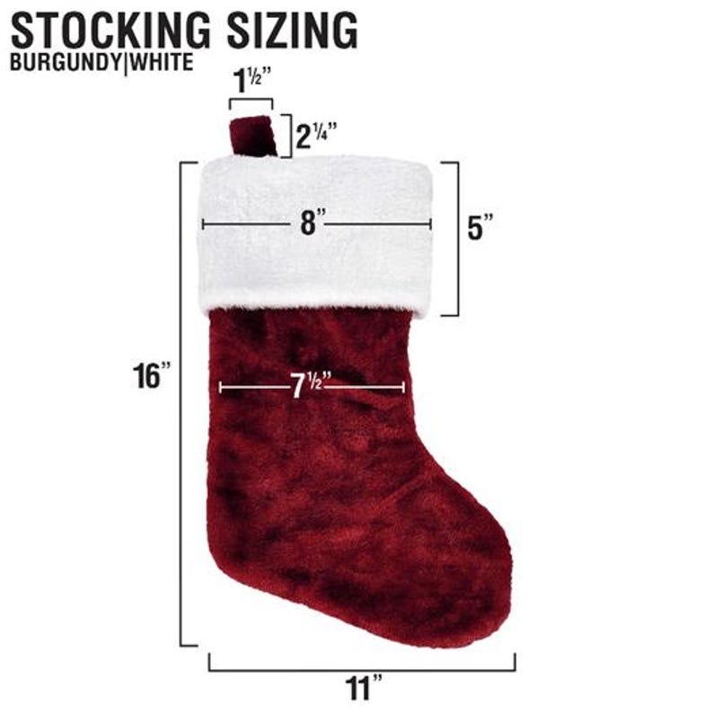 Embroidered Burgundy Plush Stocking
