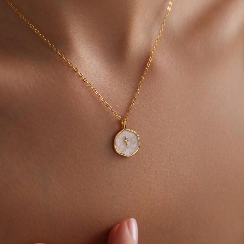 Gold Enamel Mini Cross Necklace, Tiny Cross Necklace