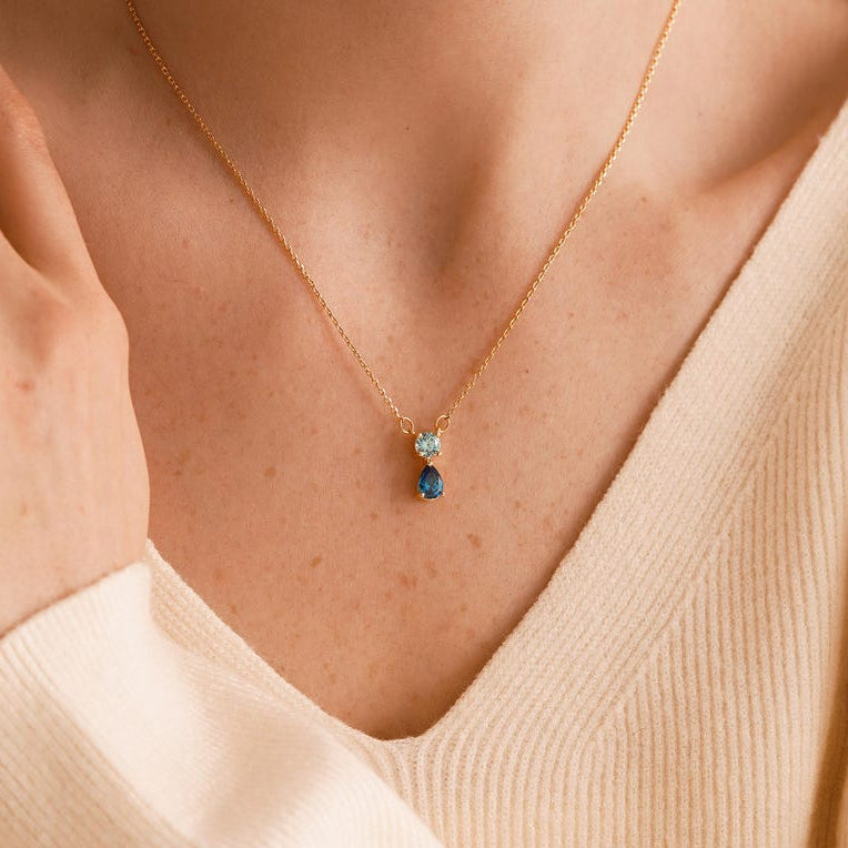 Two Birthstone Pendant Necklace