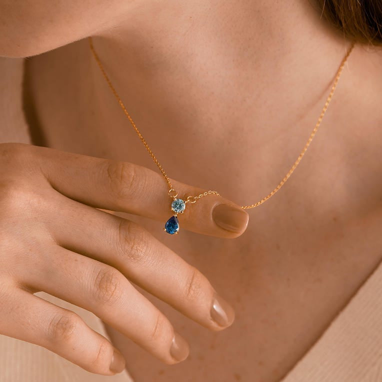 Two Birthstone Pendant Necklace