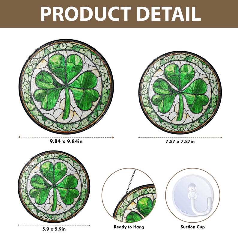 Shamrock Stained Glass Suncatcher, St. Patrick's Day Decoration