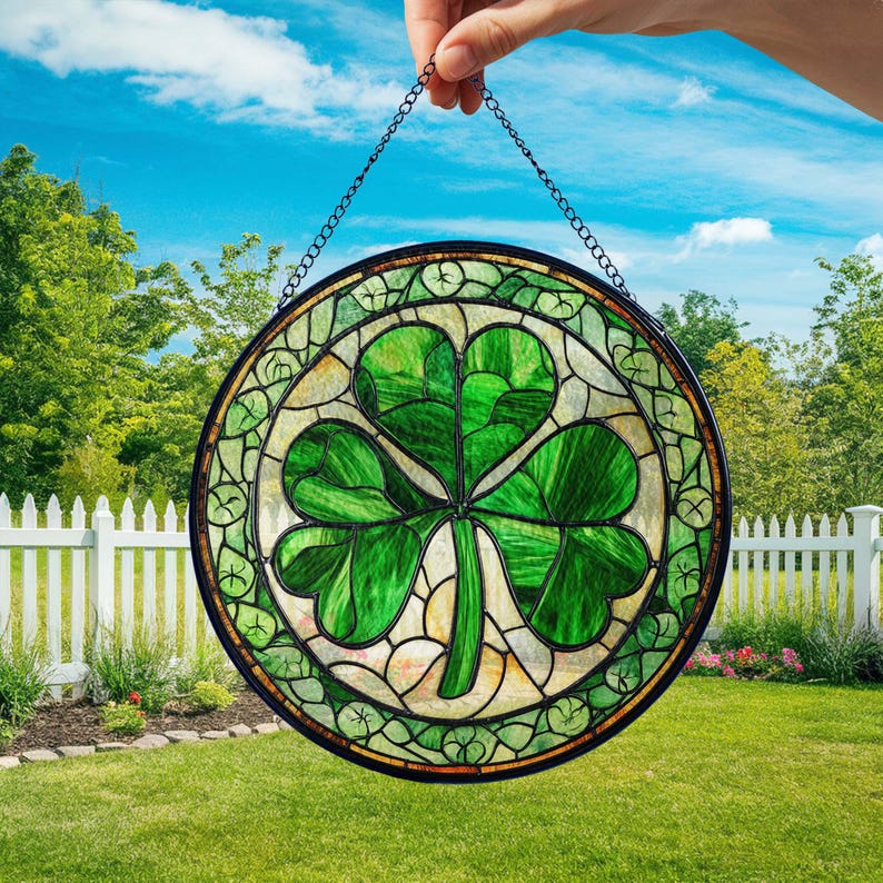 Shamrock Stained Glass Suncatcher, St. Patrick's Day Decoration