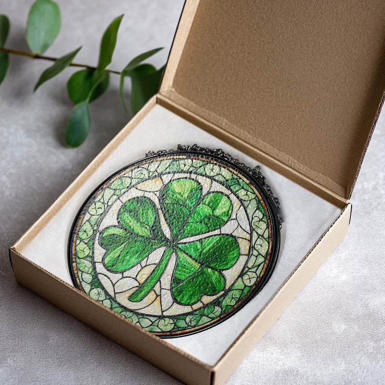 Shamrock Stained Glass Suncatcher, St. Patrick's Day Decoration