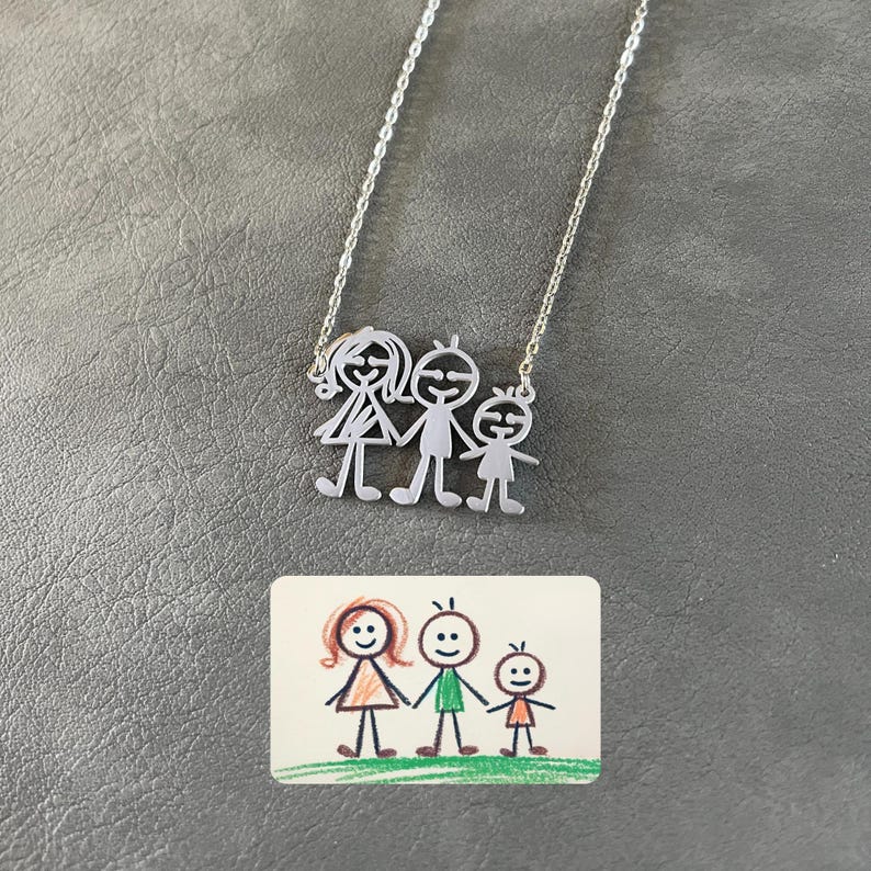 Custom Kids Drawing Necklace – Personalized Stainless Steel Artwork Gift