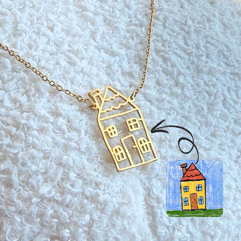 Custom Kids Drawing Necklace – Personalized Stainless Steel Artwork Gift