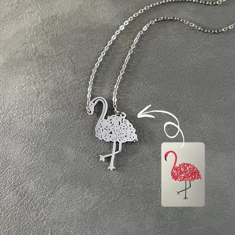 Custom Kids Drawing Necklace – Personalized Stainless Steel Artwork Gift