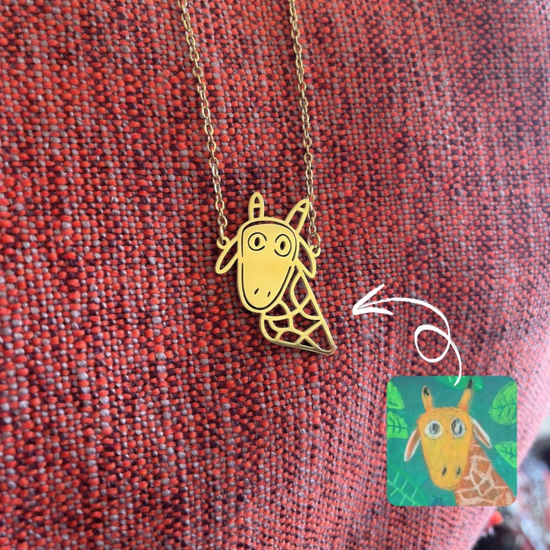 Custom Kids Drawing Necklace – Personalized Stainless Steel Artwork Gift