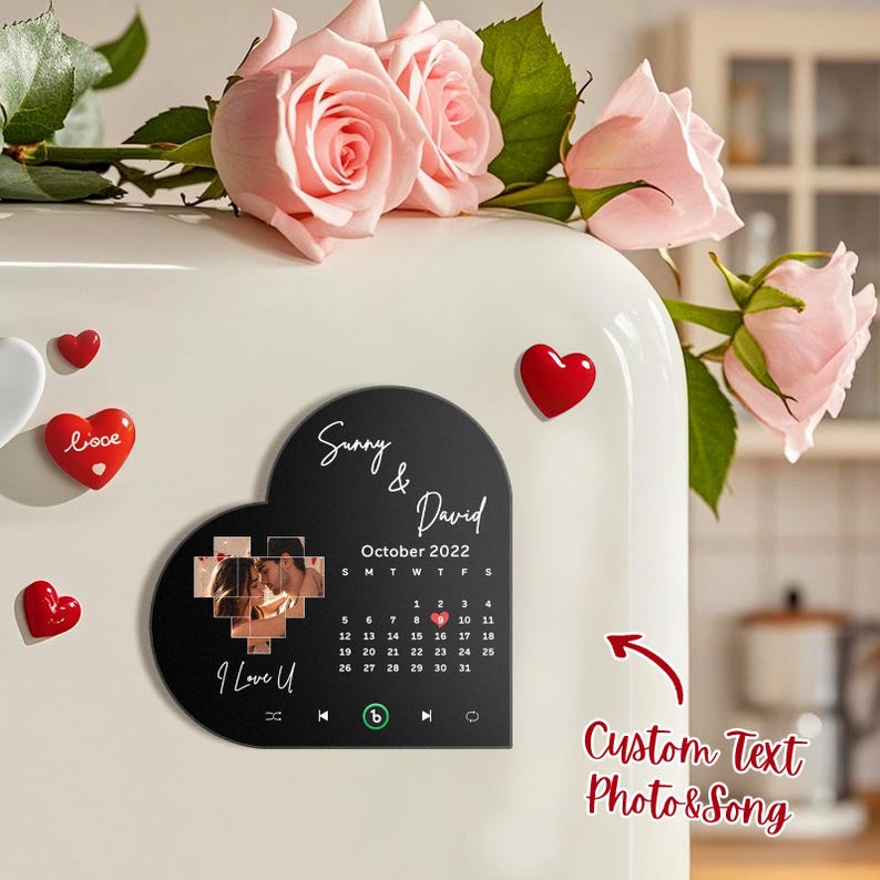 Custom Heart Frame Album Fridge Magnet Music Wall Photo Sticker