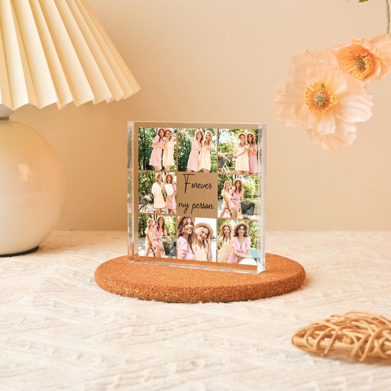 Custom Acrylic Photo Collage Stand with Text