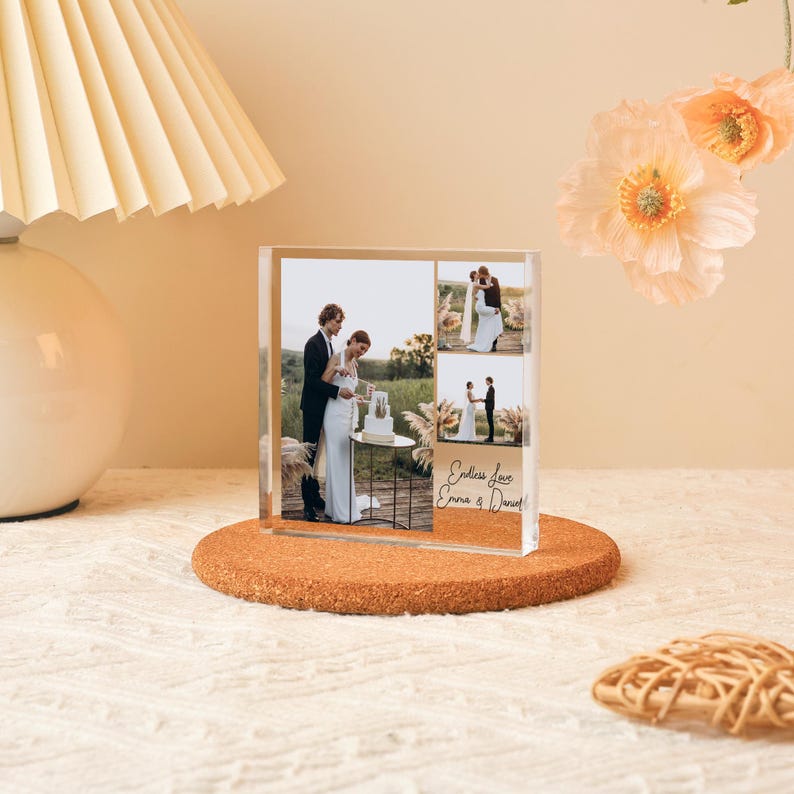 Custom Acrylic Photo Collage Stand with Text