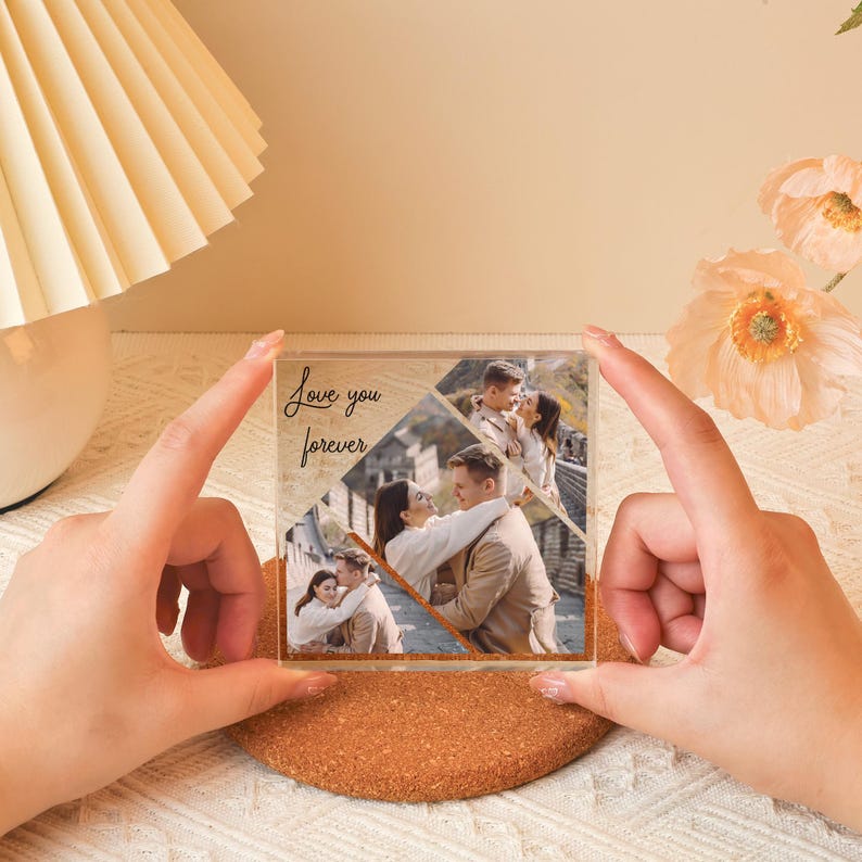 Custom Acrylic Photo Collage Stand with Text